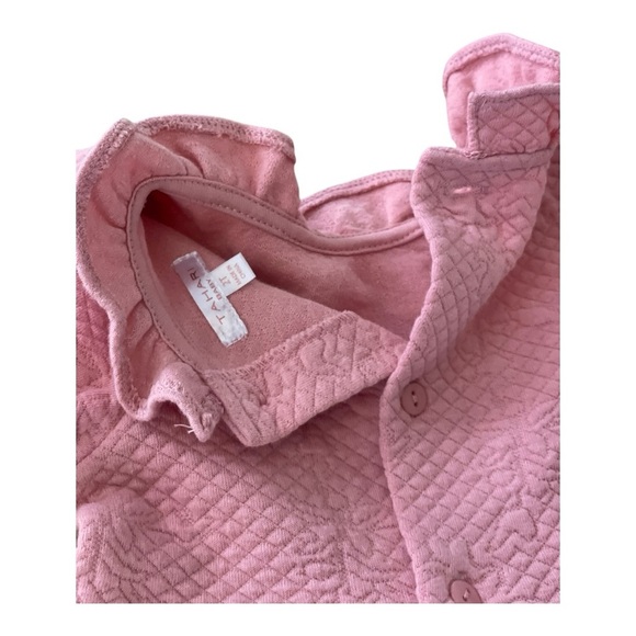 Tahari Baby Pink Textured Kids Dress belt ruffle collar Size 2T - Picture 4 of 7